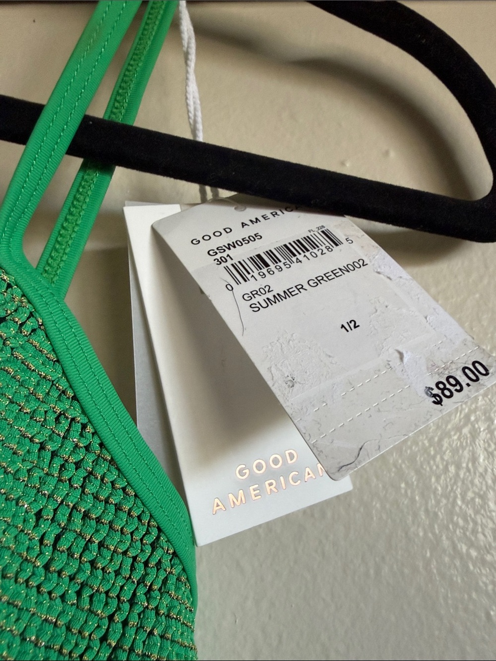Good American Textured Green Always Fits Sculpt One-Piece Swimsuit NWT - Picture 5 of 10